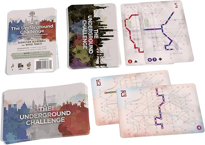 The Underground Challenge: Paris/New York - Solo Mini-Expansion for On The Underground, Train Board Game, Ages 14+, 1 Player, 60 Min