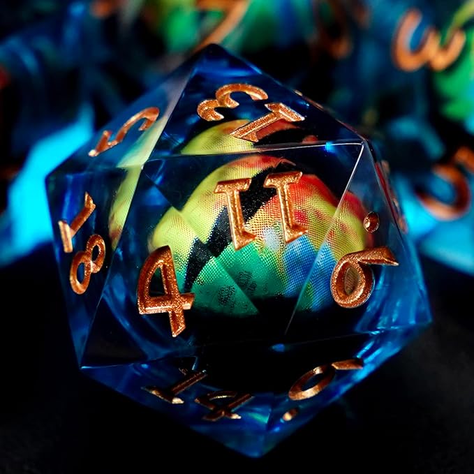 Liquid Core Dragon Eye DND Dice Set,Polyhedral Dice Set for Dungeons and Dragons TTRPG