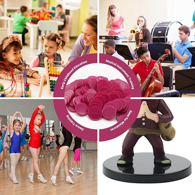 Set of 100 Opaque Plastic Learning Counters Mini Poker Chips Game Tokens with Storage Box (MediumVioletRed, 1.26 Inch)