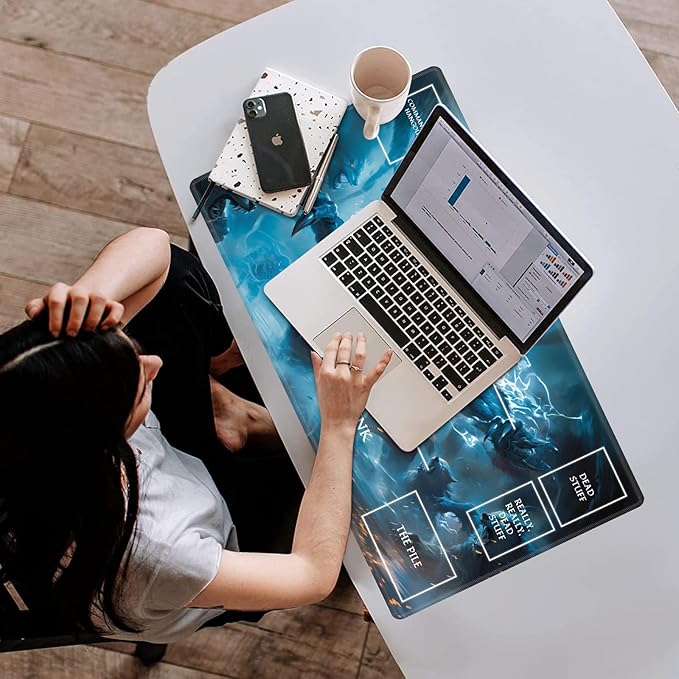 Playmat with Zones for MTG Card Game Playing, Game Mats Tabletop Magic Play Mat 24"x14" Commander Deck Gaming Desk Duel Mat Card Gameplay Mats for Beginner, Feral Wolf Werewolf