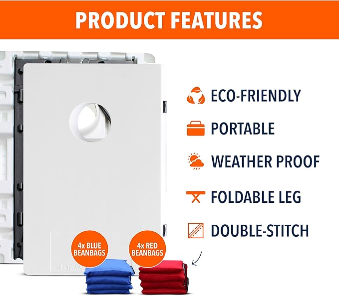 Driveway Games All Weather Corntoss Bean Bag Cornhole Yard Game Set for Indoor and Outdoor Use with 2 Target Boards and 8 Bean Bags