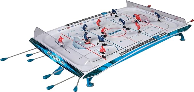 Franklin Sports Tabletop Rod Hockey Game - Gameroom Ice Hockey Table Game for Kids + Adults - Arcade Style Board + Mini Pucks Included
