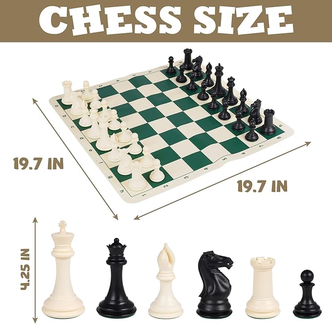 20" Tournament Chess Set - New Modern Style Pieces - Chess Board Set with XL 4X Quadruple Weighted Pieces - Travel Chess Sets for Adults Unique - Kids Chess Set for Kids - Chess Geeks