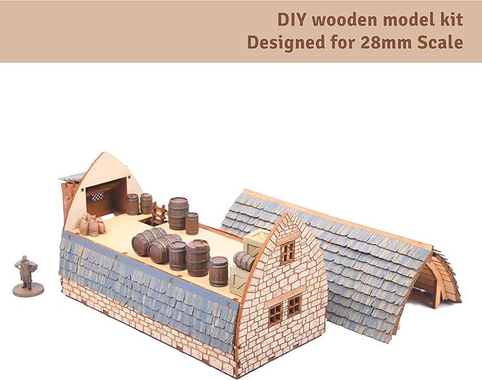 Medieval Barn (Livery) DIY Building Kit for Teens and Adults, Suitable for Playing with Family Realistic