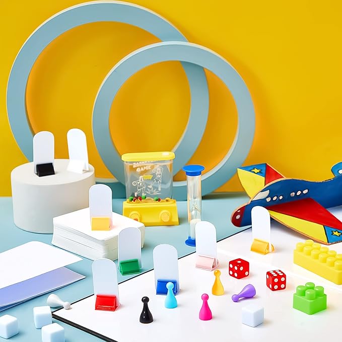 Deekin 131 Pcs DIY Create Your Own Board Game Kit with Blank Playing Cards, Foldable Blank Game Board, Dice, Pieces, Playing Card Stands, Rule Sheet, Sand Time