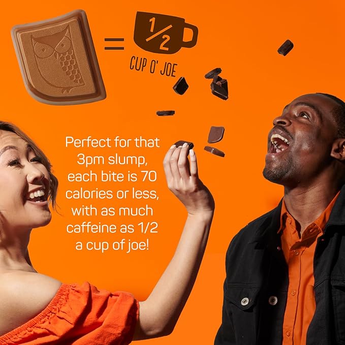 AWAKE - Caffeinated Chocolate Bites - Mint Dark Chocolate, 50 Bites - 50mg Caffeine - Individually Wrapped Energy Bites - Coffee Alternative - Fairtrade, Gluten Free, Non GMO - 0.48oz