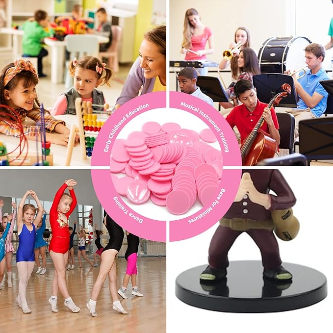 Set of 100 Opaque Plastic Learning Counters Mini Poker Chips Game Tokens with Storage Box (Pink, 1.26 Inch)