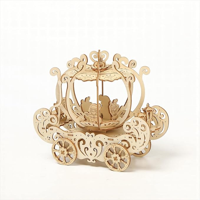 3D Wooden Puzzles Pumpkin Cart Model Kits, Brainteaser and Puzzle for Christmas/Birthday,Gifts for Adults and Teens to Build CombinationPumpkin Cart