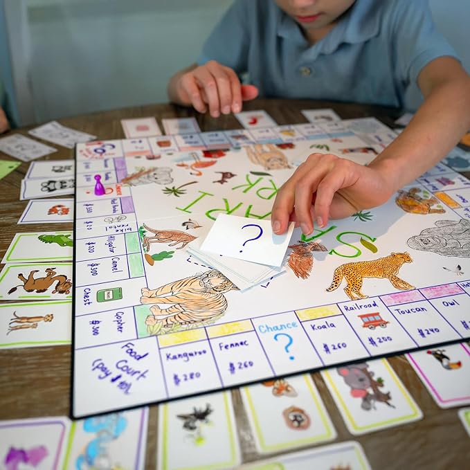 Create Your Own Opoly Board Game – Blank Game Board with Board Game Accessories, Blank Cards, Property Cards – Ideal for DIY Family Games, Creative Projects