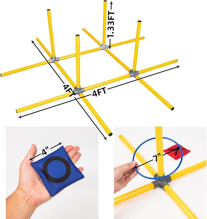 Giant Tic Tac Toe Game,4ft x 4ft Bean Bag & Ring Toss Across Game|Backyard Outdoor Indoor Games Lawn Games for Adults Kids and Family Party Game Christmas Birthday Gifts with Storage Bag