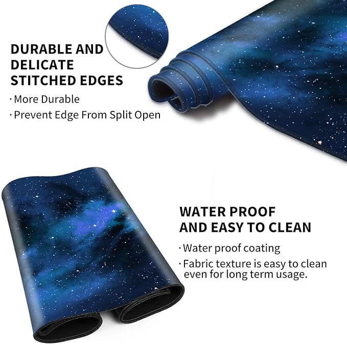 Card Playmat 24" x 14" Game Mat for MTG/TCG Cards, Trading Card Game Stitched Play Mats Original Duel Mat Gaming Competition Pad Board Games Card Binder, Galaxy Blue Mana