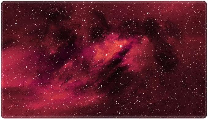 Card Playmat 24" x 14" Game Mat for MTG/TCG Cards, Trading Card Game Stitched Play Mats Original Duel Mat Gaming Competition Pad Board Games Card Binder, Galaxy Red Mana