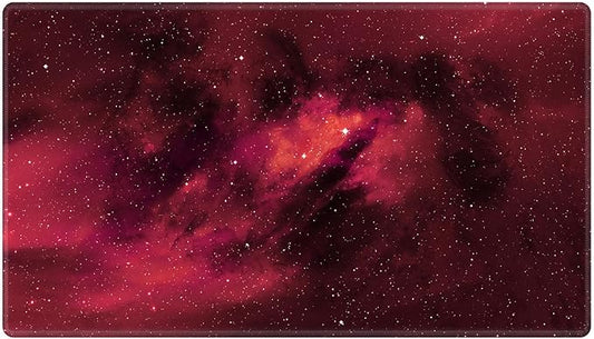 Card Playmat 24" x 14" Game Mat for MTG/TCG Cards, Trading Card Game Stitched Play Mats Original Duel Mat Gaming Competition Pad Board Games Card Binder, Galaxy Red Mana