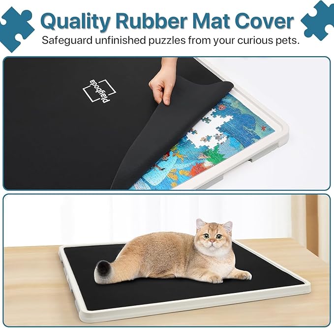 1500 Pieces Rotating Plastic Puzzle Board with Drawers and Cover, 35"x27" Portable Spinning Jigsaw Puzzle Table for Adults, Upgraded Lazy Susan, Ideal Gift for Mum