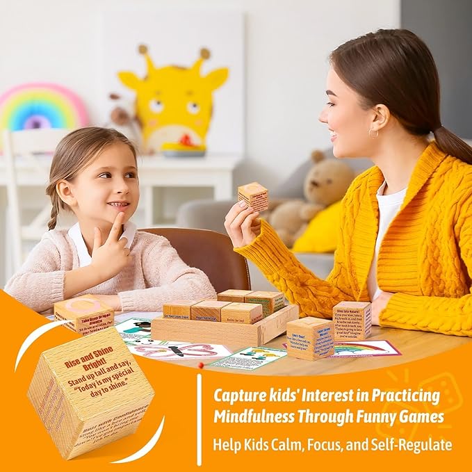 Garybank Calm Down Corner Game for Kids - Tic Tac Toe with 20 Breathing Exercises Cards for Anxiety Relief, Mindfulness Cards Game for Kids, Calming Corner Supplies for Children Positive Affirmation