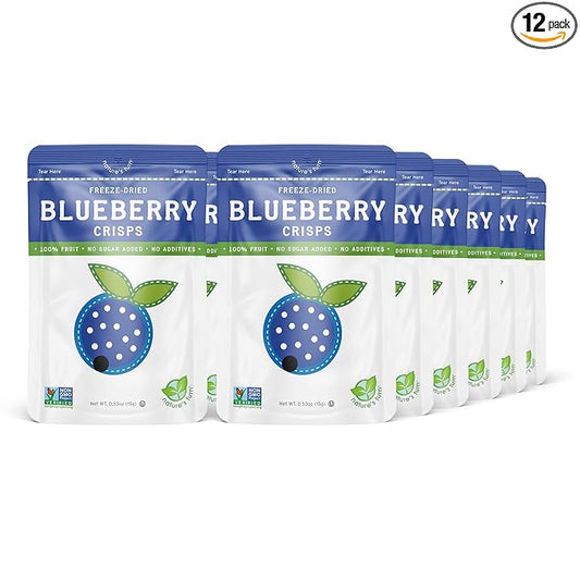 Nature’s Turn Freeze-Dried Blueberry Crisps – Healthy, Gluten-Free, Crispy & Delicious, Plant-Based Snack, Ideal for Cereal, Smoothies, School Lunches, & On-the-Go, Pack of 12 (0.53 oz Each)