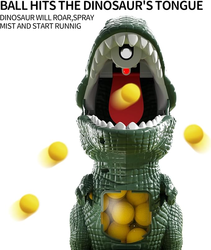 Babyhome Movable Dinosaur Shooting Toys for Kids 3 4 5 6 7+ Years, Tyrannosaurus Shooting Game with Water Mist Spray and Pterosaur Air Pump Foam Shooting Toys (Navy)