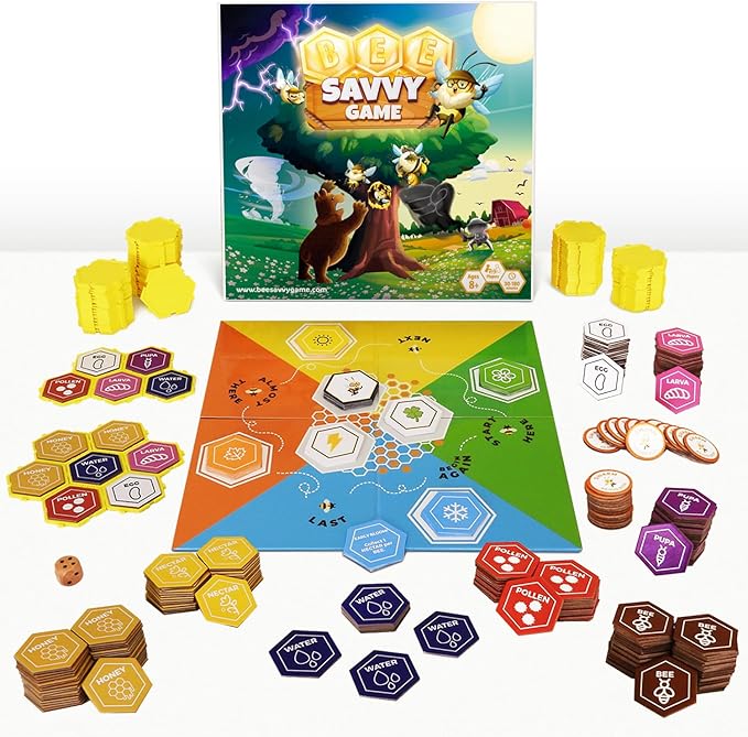 Engaging Hive Game - Strategy Planning for Survival Educational Hive Board Game Based on Bee Biology - Family, Ideal for Pre-Teenagers, Parents, Teachers - Board Games 8+ Year Old