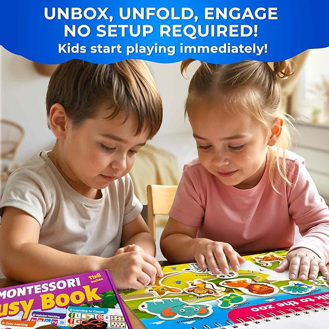 QUOKKA Montessori Busy Book for Toddlers 3-5 - Pre K Toddler Learning Activities for Homeschooling - My Preschool Busy Book for Ages 4-8 - 15 Kids Educational Activities