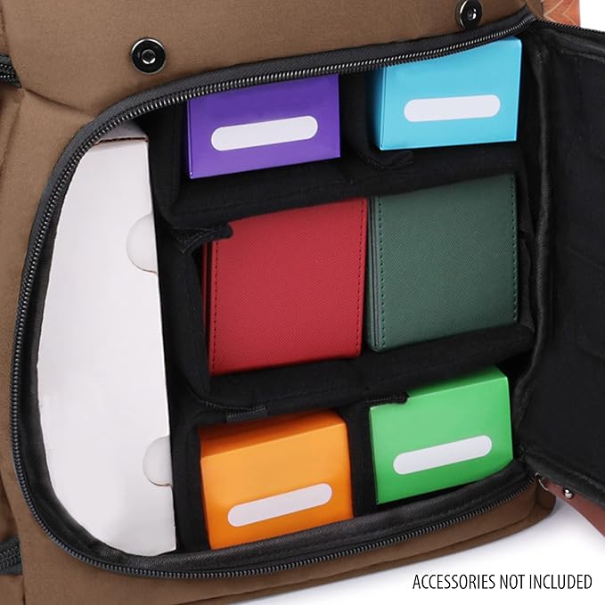 ENHANCE Designer Edition TCG Backpack - MTG Deck Bag Card Binder Space, TCG Deck Box Storage, MTG Playmat Holder - Card Storage Compatible with Magic the Gathering, Pokemon, Lorcana (Canvas Tan)