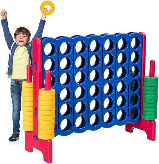 Costzon Giant 4-in-A-Row, Jumbo 4-to-Score Giant Game Set for Kids & Adults, Indoor Outdoor Yard Connect Game, 3.5FT Tall with 42 Jumbo Rings & Quick-Release Slider, Perfect for Family & Party Games