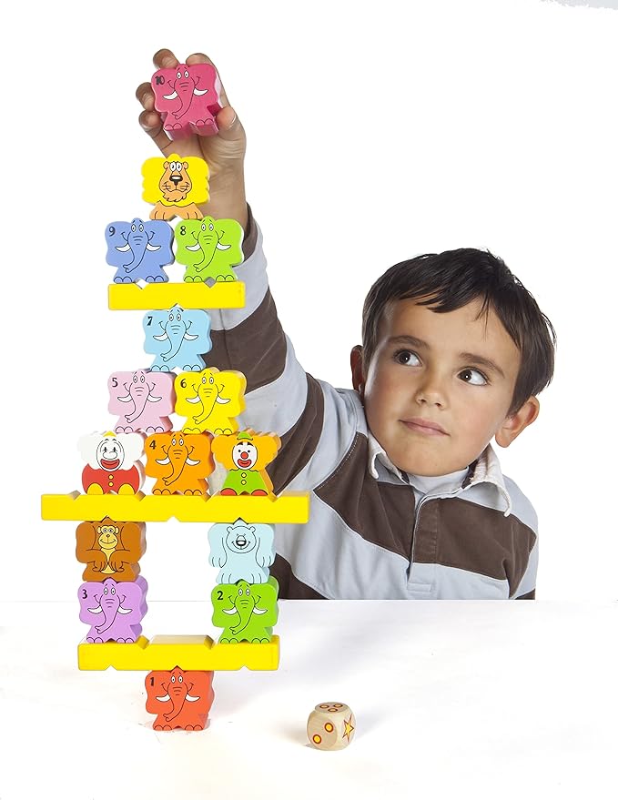 Tabletop Board Game, Wooden Stacking Counting Circus Theme, for Preschool Kids Adults, Party Indoor Activities, Educational STEM Toys, Ages 3+, Zimbbos by Blue Orange Games