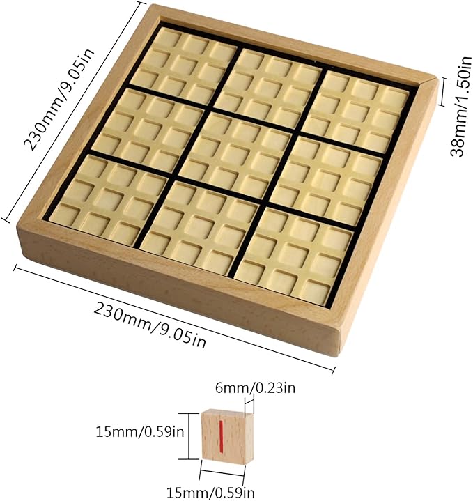 Andux Wooden Sudoku Puzzle Board Game with Drawer SD-02 (Black)