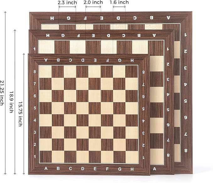 Woodronic 16" Chess Board, Cassia Siamea and Maple Wooden Tournament Chessboard with 1.6" Squares, Ideal Gifts for Professional Chess Players