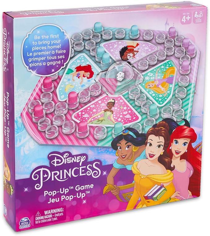 Disney Princess Pop Up Game - Bundle with Disney Princess Board Game with Pop Up Dice, Create-a-Face Stickers, More | Disney Princess Games for Girls