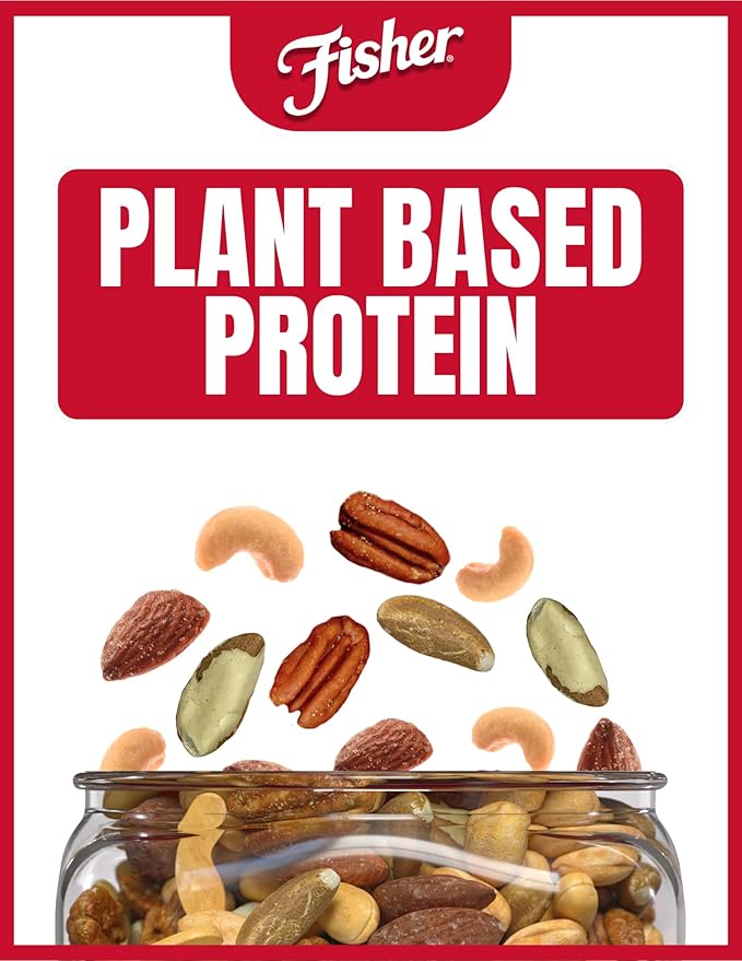 Fisher Snack Deluxe Mixed Nuts, 24 Ounces, Cashews, Almonds, Pecans, Brazil Nuts, 100% Recyclable, Healthy Snacks for Adults