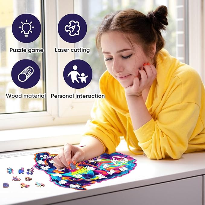 Australian Shepherd Dogs Wooden Puzzle 500pcs Stained Colorful Art Painting Wooden Puzzle for Kids Adults, Birthday Mother's Father's Day Christmas for Dad Mom Son Daughter(14.9 * 17.1in)