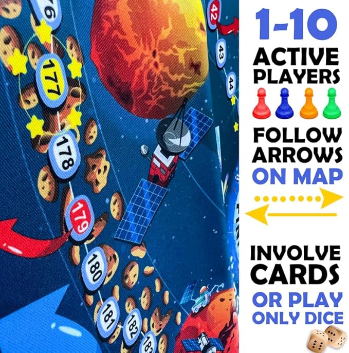 QUOKKA Space Board Game for Kids 8-12 - Learning Family Game for Teens and Adults - 130 Question Cards - Top Facts - Play Indoor & Outdoor - Educational Solar System Toy for 6 10 Year Olds