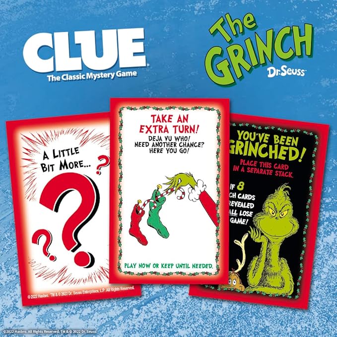 CLUE: The Grinch, Classic Mystery Board Game, Solve The Holiday Theft in Whoville with Cindy-Lou & More, Discover Who, Where, and What was Taken, Officially Licensed Dr. Seuss Merchandise