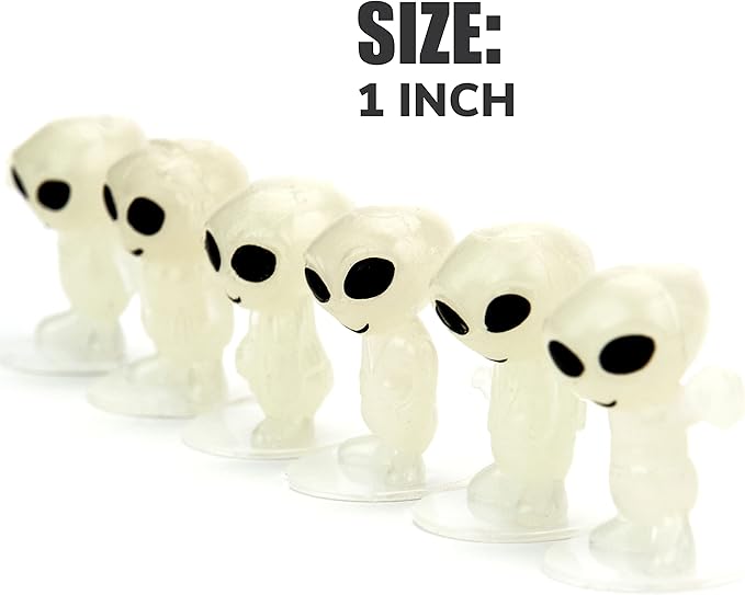 Alien Toys in Capsules - 250 Pcs of 1.1 Inch Plastic Capsules & 1 Inch Glow in The Dark Alien Figurines for Kids - Party Favors - Classroom Prizes - Toys Bulk for Vending Machine Refill