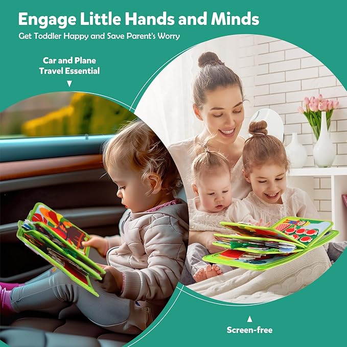 Busy Book for Toddlers 1-3 - Montessori Toys Busy Board for 1 Year Old Boy Girl Toys Educational Quiet Activity Books Learning Board Toddler Airplane Travel Toy Birthday Gift - Farm Animals