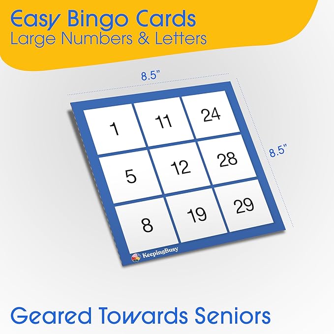 Keeping Busy Bingo Dementia Activities for Seniors | Games for Seniors with Dementia Products for Elderly | Alzheimers Products for Elderly Alzheimers Activities Bingo Games Cards, Chips & 6 Board Set