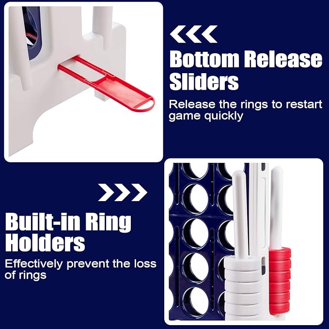 ARLIME Jumbo 4-to-Score Giant Game Set, Backyard Games for Kids & Adults, 4 in A Row W/Quick-Release Lever, 42 Build-in Rings Included, Jumbo Size for Outdoor & Outdoor Play