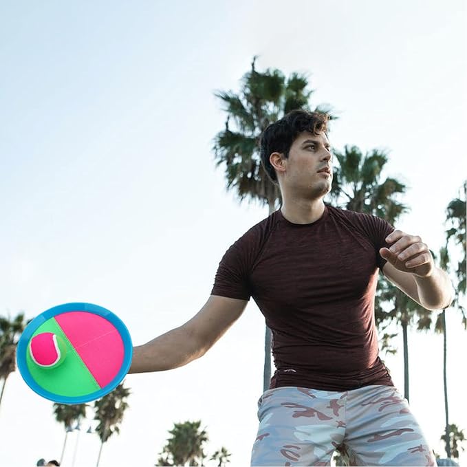 EVERICH Upgraded Toss and Catch Ball Game Set - Indoor and Outdoor Games for Kids 3-12, Beach Sand Pool Water Toy Includes 2 Paddles 2 Sticky Balls, Great Birthday Easter Gifts for Boys Girls