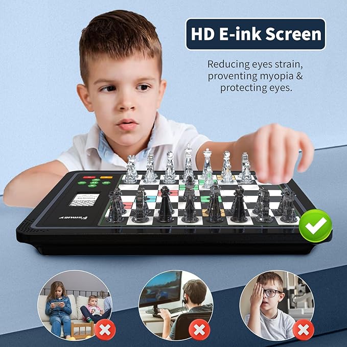 Electronic Chess Set, Computer Chess Game, Chess Set Board Game, Electronic Chess Game, LEDs, Built-in Battery, Great Partner for Play and Practice