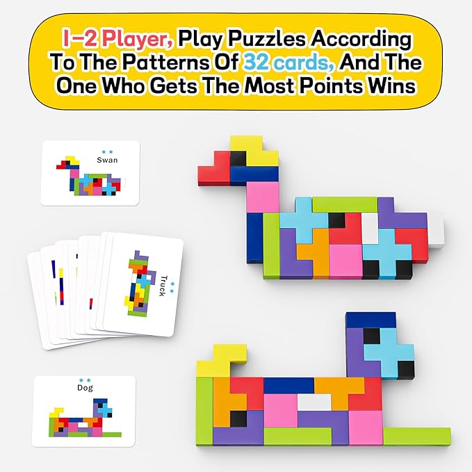 Wooden Block Game 120Pcs Fast-Paced Stacking Building Block Game Challenging Board Games for Kids 1 to 6 Players Color Block Puzzles Party Games for Ages 4+