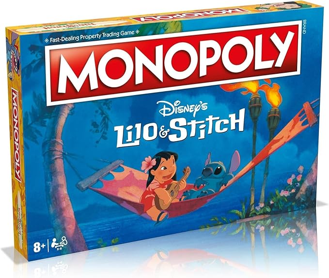 Winning Moves Disney Lilo and Stitch Monopoly Board Game, Embark on an Out of This World Journey with Lilo, Stitch, Nani, Jumba and Many More, Gift for Ages 8 Plus