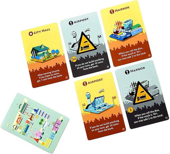 Pandasaurus Games Machi Koro THE EXPANSIONS - Harbor and Millionaire's Row Expansion Sets,Fast-Paced Dice Rolling Board Game for Kids and Adults,Ages 8+,2-5 Players,30-45 Min Playtime