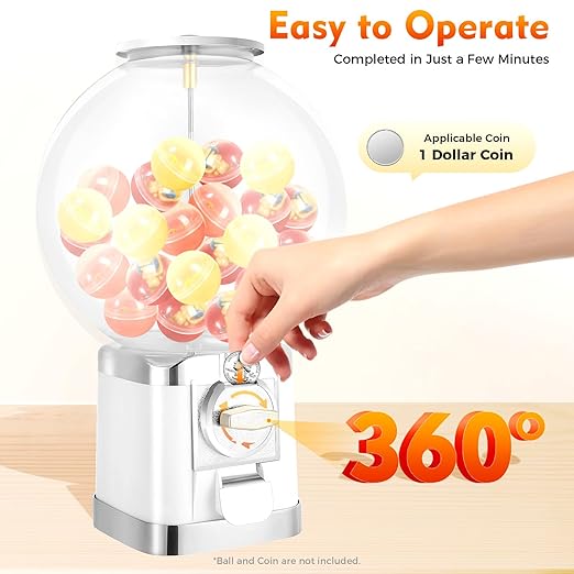 Vending Machine, 1.26 in Ball Bulk Vending Machine Classic Bubble Capsule Toys Dispenser, Commercial Candy Gumball Machine for Game Stores and Retail Stores