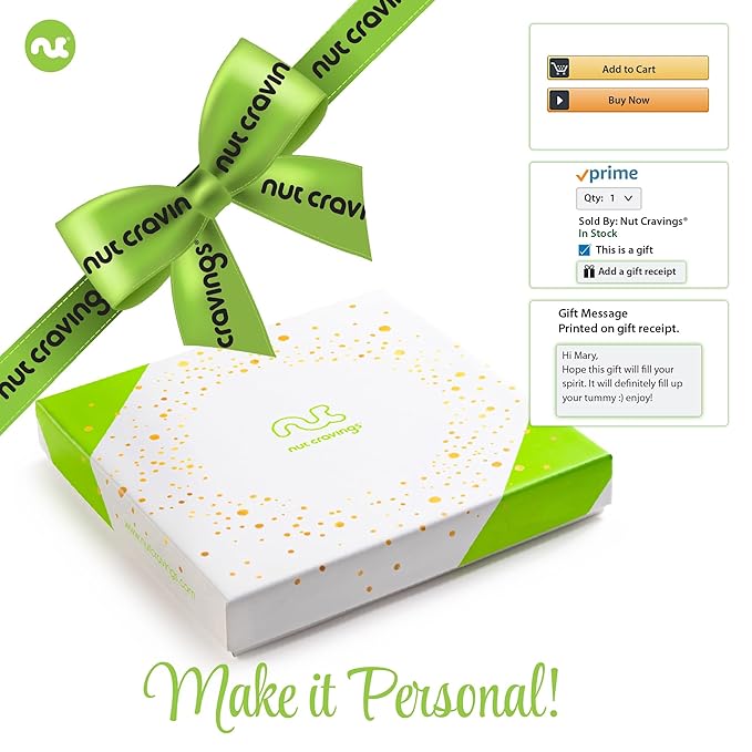 NUT CRAVINGS - Rosh Hashana & Shana Tova Dried Fruit & Mixed Nuts Gift Basket in White Gold Box (12 Assortments) Food Arrangement, Healthy Snack Care Package, Kosher