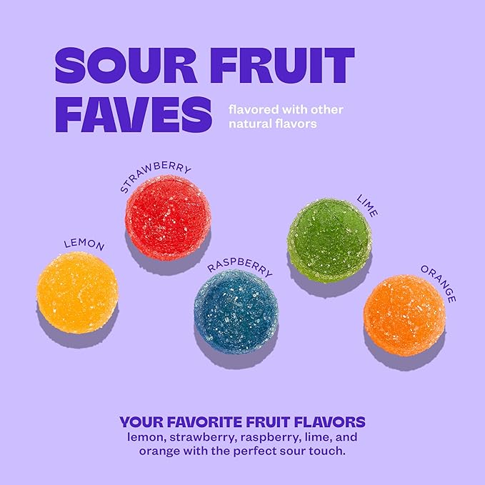 Tandy Stress Heads GABA Amino Acids Gummies I Perfectly Sour Fruit Faves Flavor Gummies Helps Support Stress Relief I Gluten-Free Fast-Acting Dietary Supplement Gummy I 6-Pack