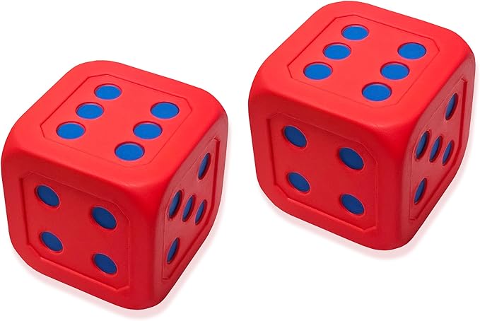 Macro Giant 6 Inch PU Foam Jumbo Big Playing Dice, Set of 2, Red, Math Teaching, Teaching Aids, Board Games, Kid Toy