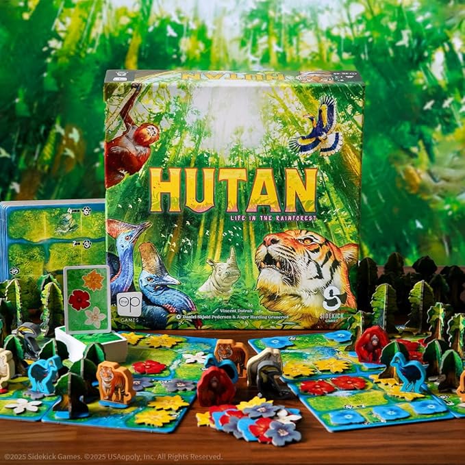 Hutan Board Game, Strategic Tile Placement Game for Families & Adults, Eco-Themed Strategy, Grow Trees, Attract Wildlife, Solo & Multiplayer 1-4 Players, Made by The Op Games