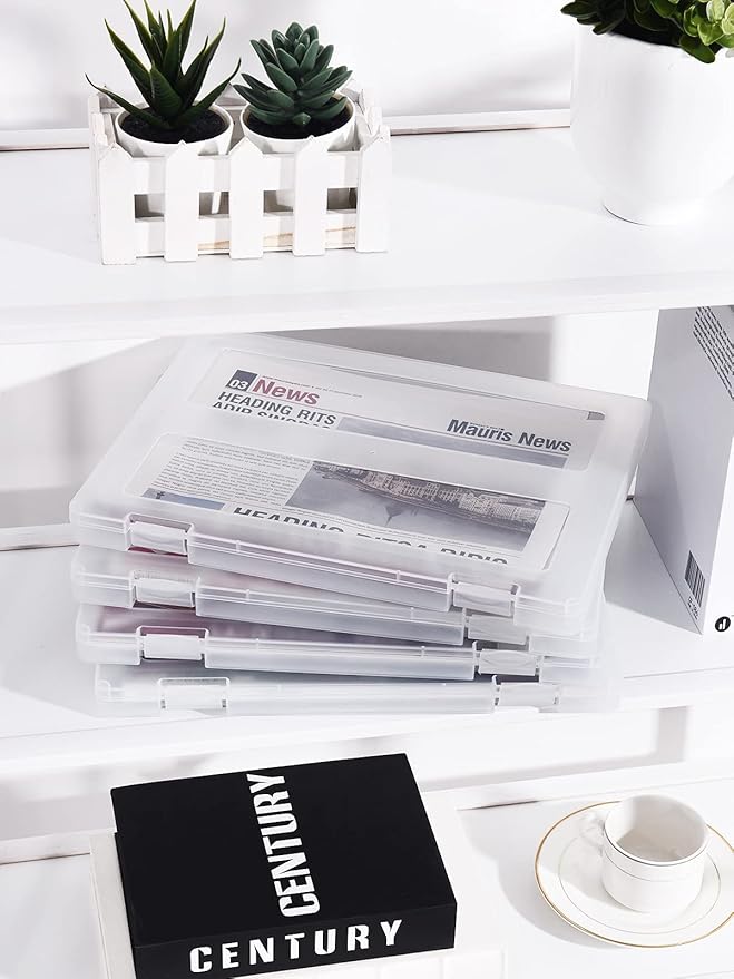 Denkee 8 Pack A4 Paper Organizer Box, Plastic Board Game Storage for Art Supplies 8.5" x 11" US Letter, Portable Scrapbook Paper Organizer Containers for Craft and Arts Storage