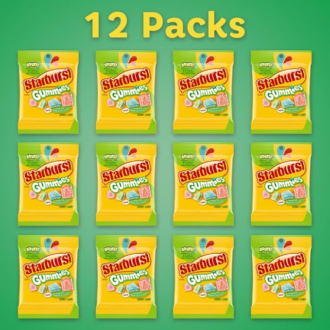 STARBURST Gummies Sours Gummy Candy, 5 oz Bag (Pack of 12)