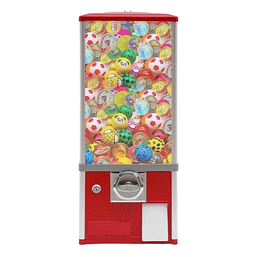 Candy Vending Machine 4X 25 Cents Toys Candy Dispenser Gumball Machine for Retail Stores Parks Game Halls and Home,10.2x10.2x25.2in,with 2 Keys (Red)